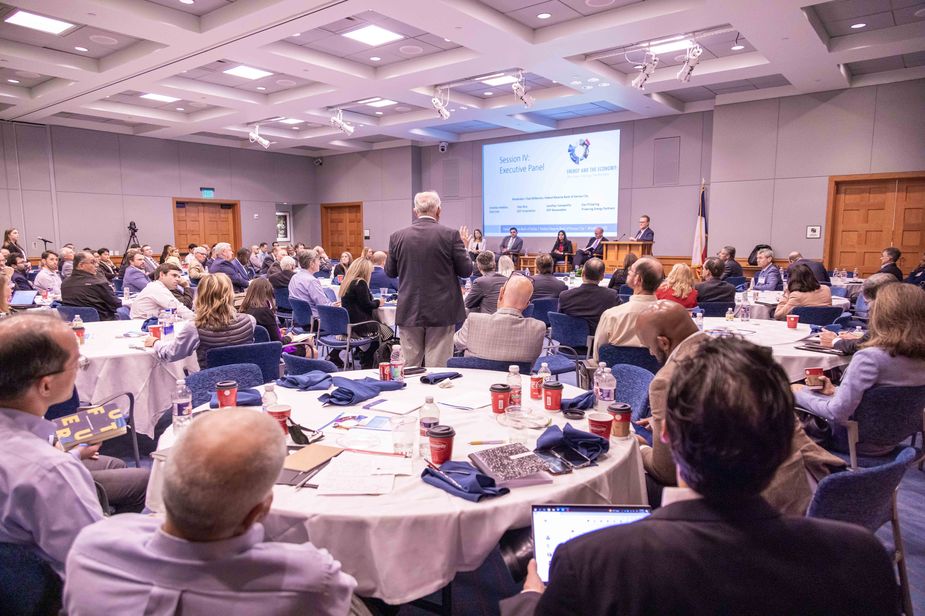 Nearly 1,000 online and in-person attendees from 24 countries engaged in conversation around shifting geopolitics, the transition to renewable energy and supply constraints at Energy and The Economy: The New Energy Landscape, a conference hosted by the Federal Reserve Banks of Dallas and Kansas City.