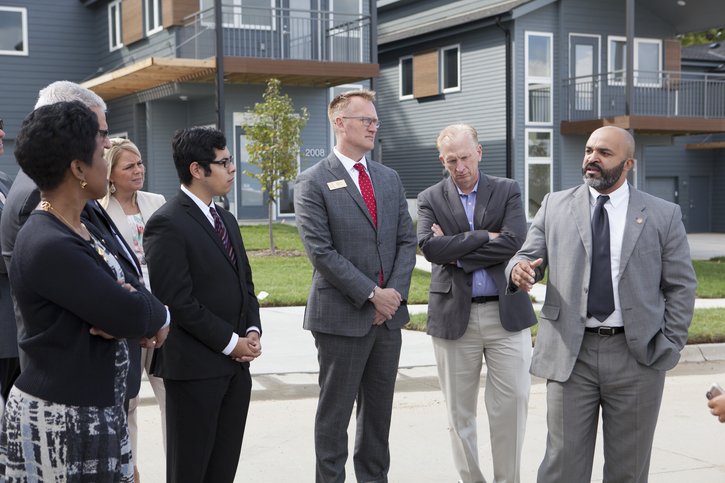 In 2017, the Community Development Advisory Council and Kansas City Fed community development staff toured 75 North, an Omaha nonprofit involved in redevelopment of the Highlander neighborhood. Photo by Gary Barber