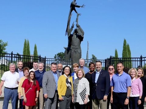 Image of Esther George - Honoring-The-Clans Sculpture Garden with Omaha Board July 2021