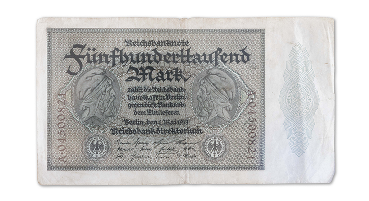 A German Mark banknote from 1921.
