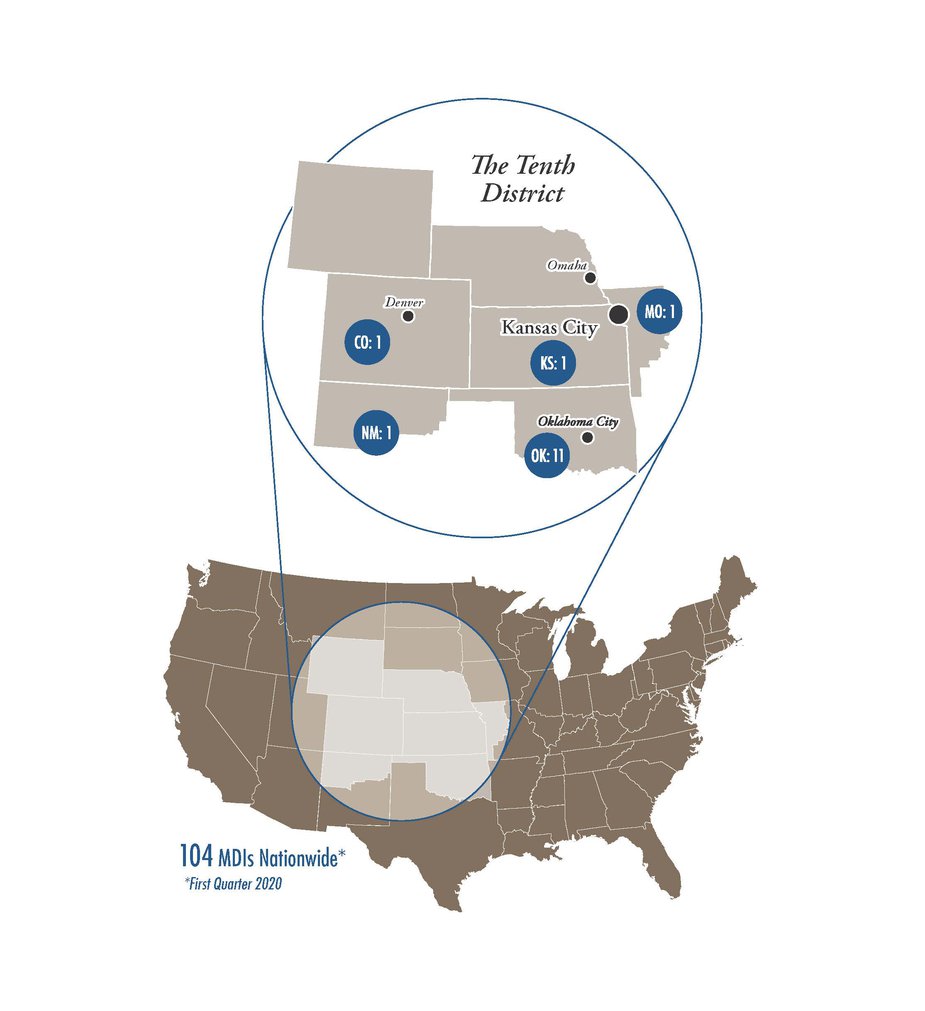 Image Description. A map shows the number of MDIs per state in the 10th District.