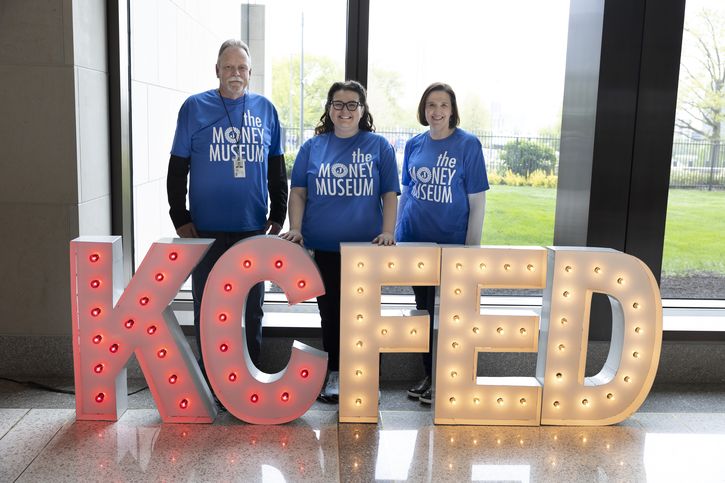 Marquee letters in the Money Museum invited employees and fans to take photos.