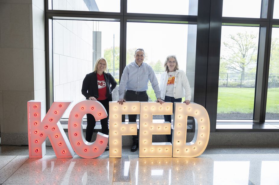 Marquee letters in the Money Museum invited employees and fans to take photos.