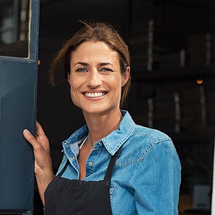 Small Business - Woman Open Sign - Hero Image