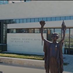 Statue Front of KC Fed Building - Card Image