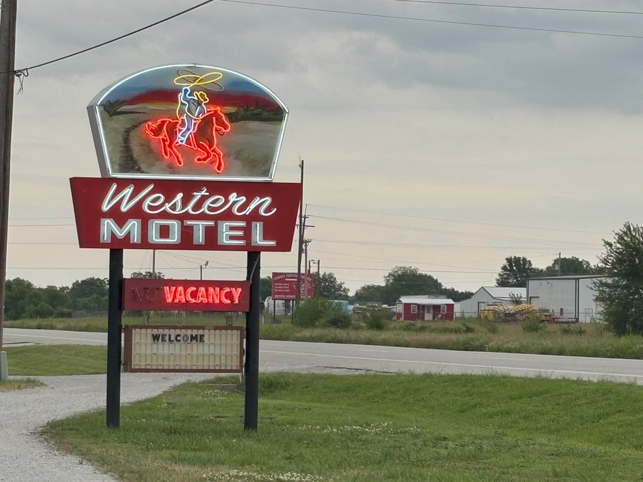 The Western Motel sign in Vinita, Oklahoma.