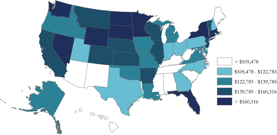 Map 1. Estimated Per Capita Stock Market Wealth, 2016