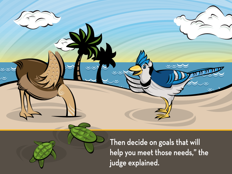 Then decide on goals that will help you meet those needs,” the judge explained.