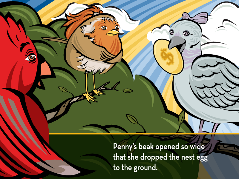 Penny’s beak opened so wide that she dropped the nest egg to the ground.
