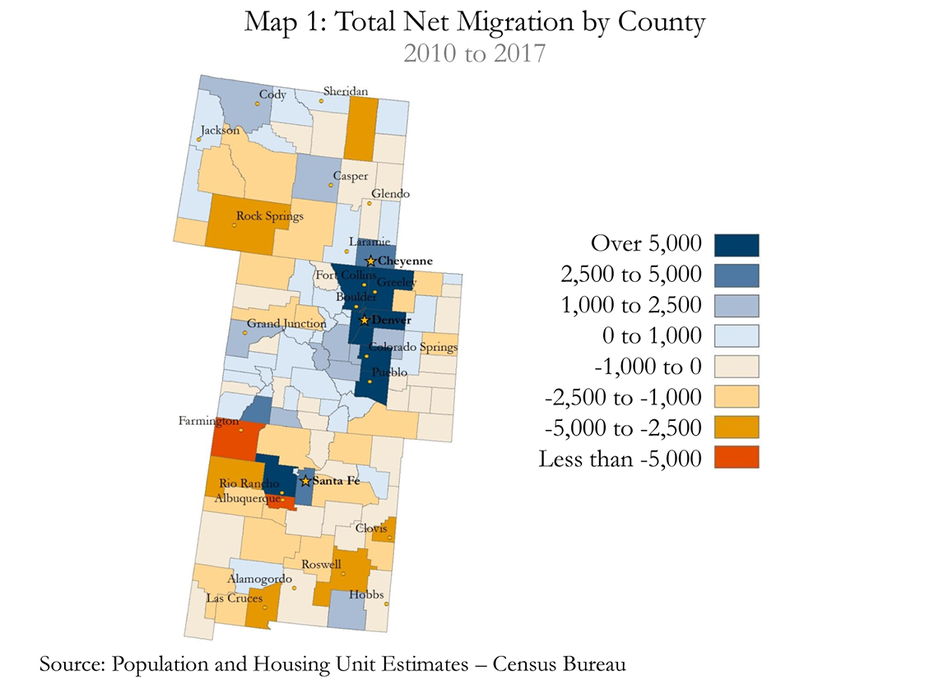 Map 1: Total Net Migration by County