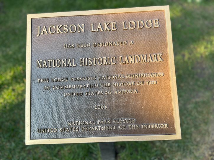 A plaque commemorates the lodge as a National Historic Landmark.
