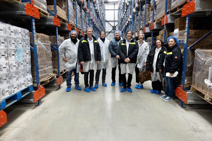 The Bueno Foods tour featured a visit to its 28,000 square-foot freezer storage building.